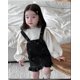 thumbnail image 1 of Vestido vaquero con tirantes y lazo para niña, conjunto de ropa de bebé de estilo coreano de 0 a 3 años, falda bonita para niño pequeño, blusa con manga acampanada opcional, 1 of 6