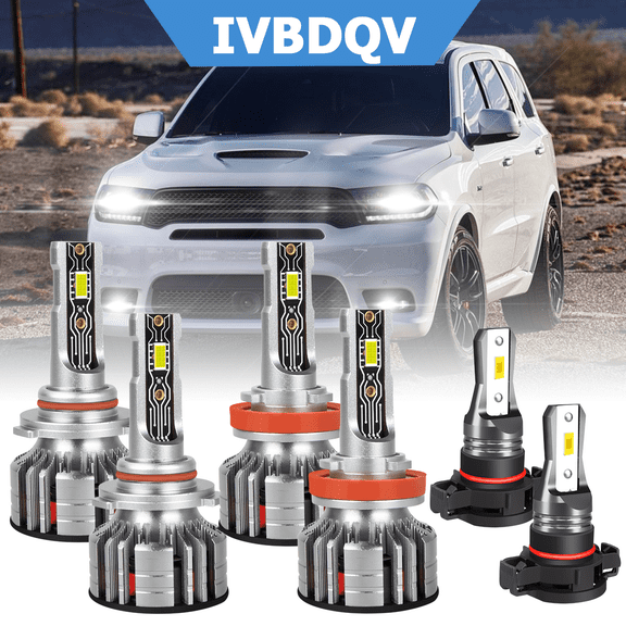 For Dodge Durango 2011-2013 LED Headlight Bulbs 9005 High & H11 Low Beam   5202 Fog Light Kit 6Pcs