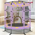 thumbnail image 3 of Mini Trampoline for Kids, 55" Small Round trampoline with Safety Enclosure Net and Safety Pad for Indoor Outdoor, Portable Round Trampoline for 3-9 Years Boys Girls, Purple, 3 of 7