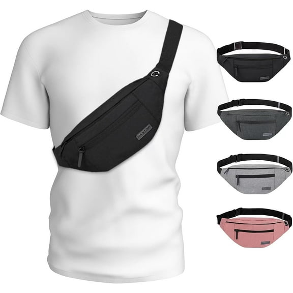 Large Crossbody Fanny Pack with 4-Zipper Pockets,Gifts for Enjoy Sports Festival Workout Traveling Running Casual Hands-Free Wallets Waist Pack Phone Bag Carrying All Phones