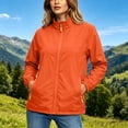 thumbnail image 4 of Cilsoka Women's Softshell Jacket Water Resistant Full Zip Windbreaker Lightweight Plus Size Coat with Stand Collar and Zip Pockets, 4 of 6