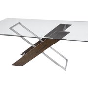 Harmon Rectangular Dining Table in Brown Wood and Metal