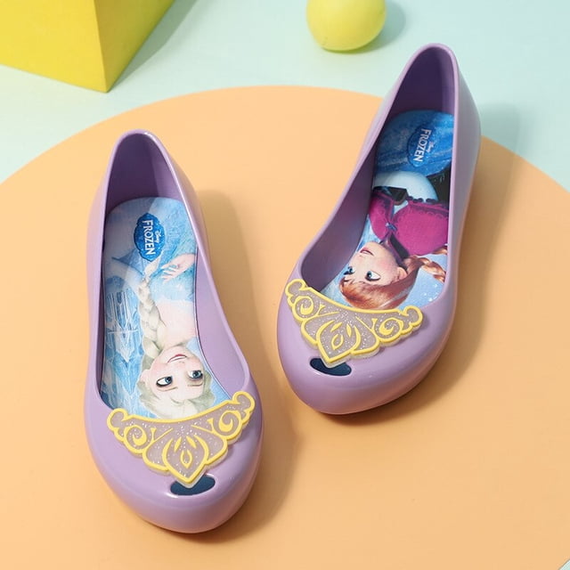 Nuevas sandalias de princesa elsa de Disney para niñas, zapatos de gelatina, impermeables, antideslizantes, bonitos zapatos de gelatina para niños, plantilla 140 de 14CM Gao Jinjia LED
