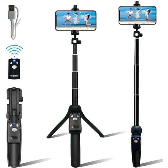 IBAOLE 48" Portable Selfie Stick & Tripod, Extendable, Bluetooth Remote, All in One, Lightweight Aluminum Alloy, Photos, Video, TIK Tok, Compatible with Apple iPhone & Android Devices - -