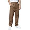 thumbnail image 4 of Boys School Uniform Pants Pull-On Loose Fit Lightweight Workwear Flat Front Elastic Waist Straight Trousers with Pockets Brown 9-10 Years, 4 of 9