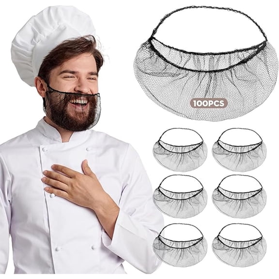 Januofit 100Pcs Disposable Beard Nets for Food Service, Breathable Nylon, 18" Protective Beard Covers for Restaurant Staff