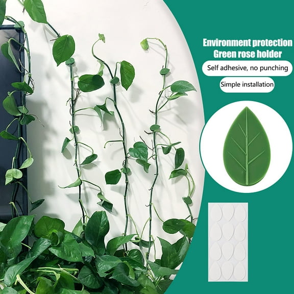10Pcs Leaf-Shaped Plant Climbing Wall Clips High Viscosity Adhesive Fixer, Plant Wall Clips for Indoor Plants & Outdoor Vines with Peel and Stick No-Tool Setup, Space Saving Durable Abs Resin