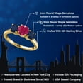 thumbnail image 2 of Gem Stone King 18K Yellow Gold Plated Silver Red Ruby and Blue Sapphire Engagement Ring for Women | 2.20 Cttw | Round 6MM | Gemstone July Birthstone | Size 6, 2 of 6