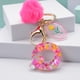 thumbnail image 4 of Llaveros Kawaii de 26 letras para mujer, colgante de iniciales del alfabeto de resina de la A la Z con pompón rosa, bolso de mano, 4 of 4