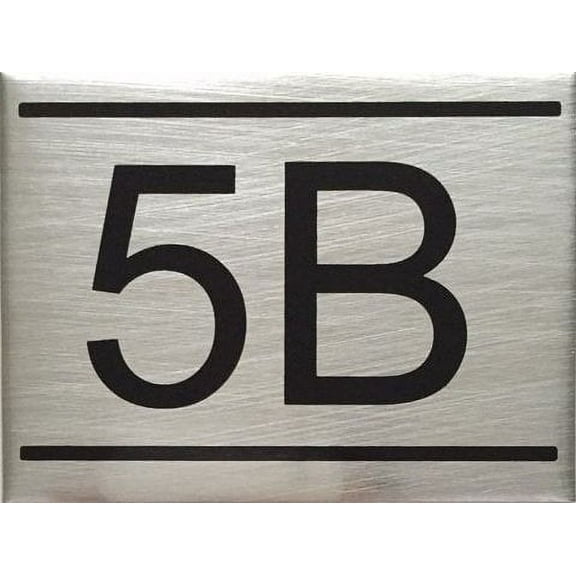 APARTMENT NUMBER SIGN -5B -BRUSHED ALUMINUM (2.25X3, Aluminium))