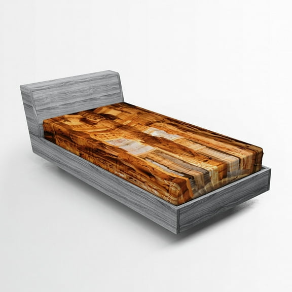 Ambesonne Vintage Fitted Sheet, Famous Monument, Twin XL Size, Sand Brown