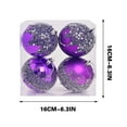 thumbnail image 3 of 4 Pieces Glitter Christmas Ball Ornaments, Rhinestone Sequin Christmas Decorations, Hanging Plastic Balls for Xmas Trees Wedding Party Holiday Decorations(3.15inches,Purple), 3 of 6