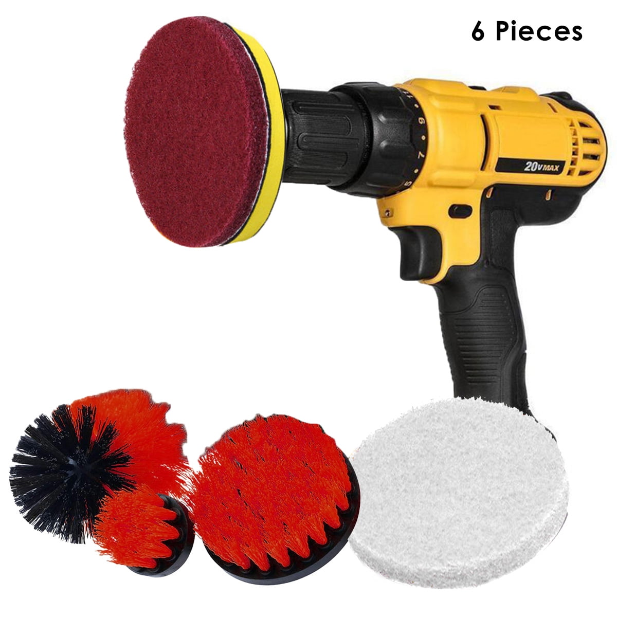 6pcs/set Drill Powered Scrubber Brush Attachments Cleaning Brush Kit