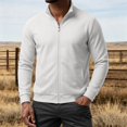 thumbnail image 6 of Mens Full Zip Cardigan Sweater Stand Collar Regular Fit Knit Sweaters, 6 of 6
