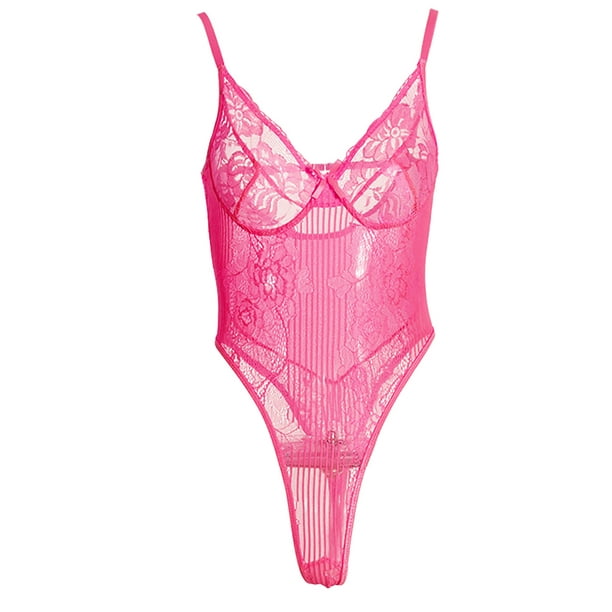 Selfieee - Selfieee Women's Lingerie Lace Babydoll Strap Chemise Halter Teddy V Neck Sleepwear