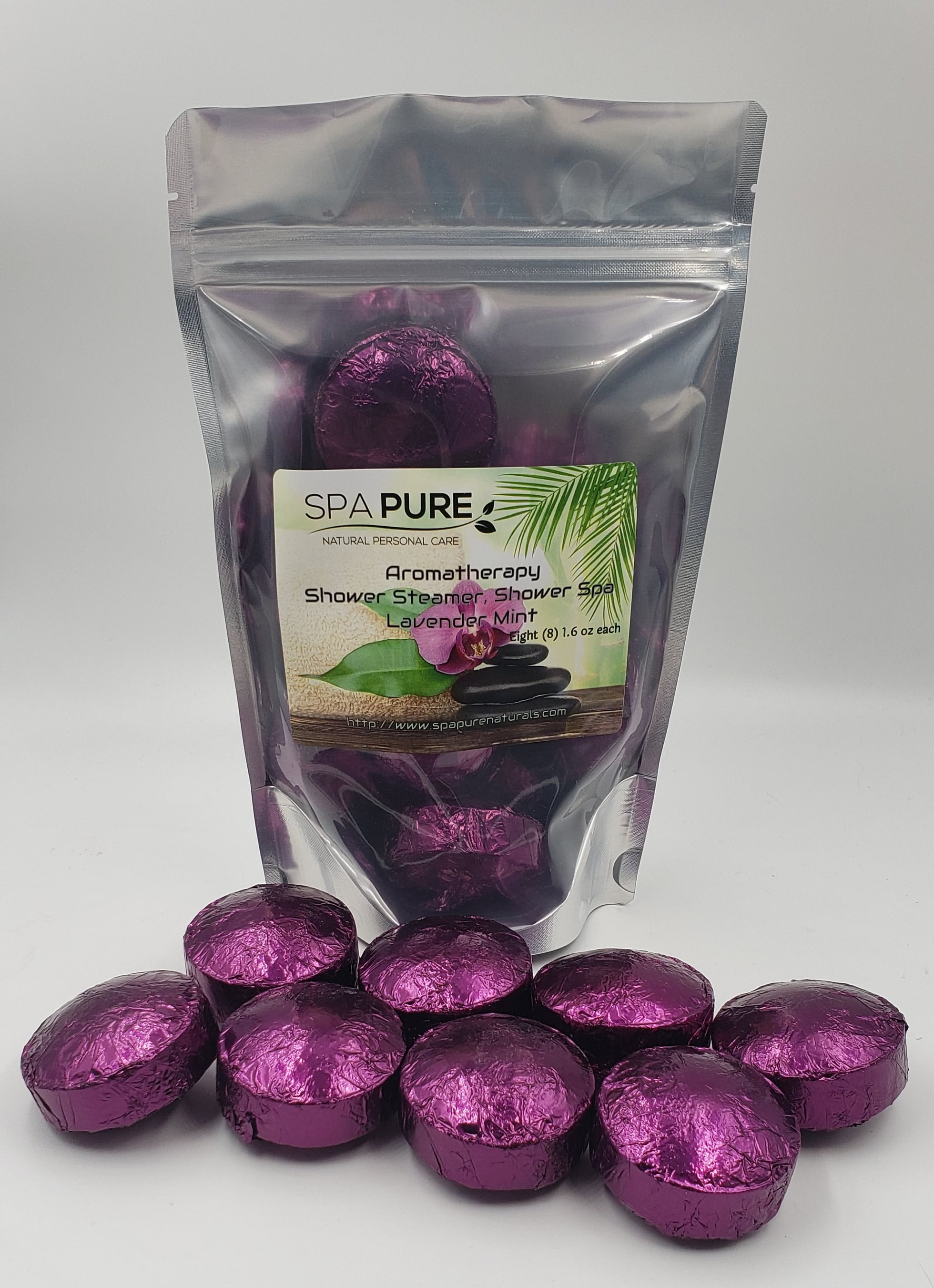 Spa Pure Lavender Mint Aromatherapy Shower Bombs, 100% Natural/Organic Essential Oils (8 Count) Pack of 1