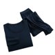 thumbnail image 3 of Ceisia Men's Solid Crew Neck Long Sleeve Thermal Underwear Set High Elasticity Base Layer Navy XXL Gifts, 3 of 6