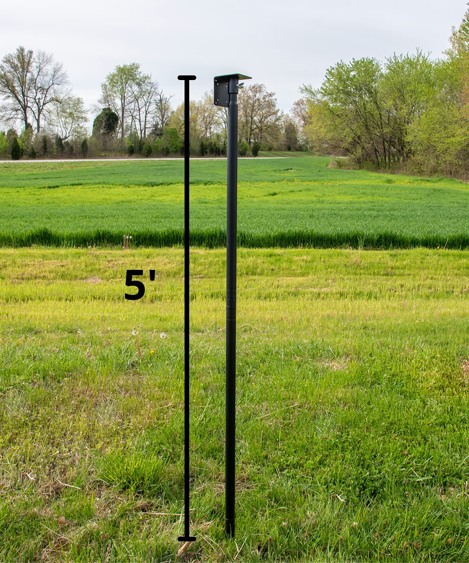 JCs Wildlife Large Poly Hopper Bird Feeder with Universal Mounting Pole Kit - Holds 2 Gallons of Bird Seed - Blue and Gray