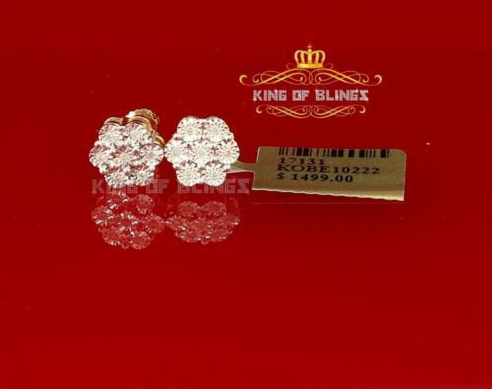 King of Bling's 10K Real Yellow Gold with Real 0.20CT Diamond Round Men's/Women's Stud Earrings