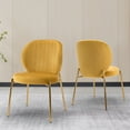 thumbnail image 5 of Modern Dining Chair Velvet Upholstered Side Chair Soft Leisure Chair, Yellow, Set of 2, 5 of 7