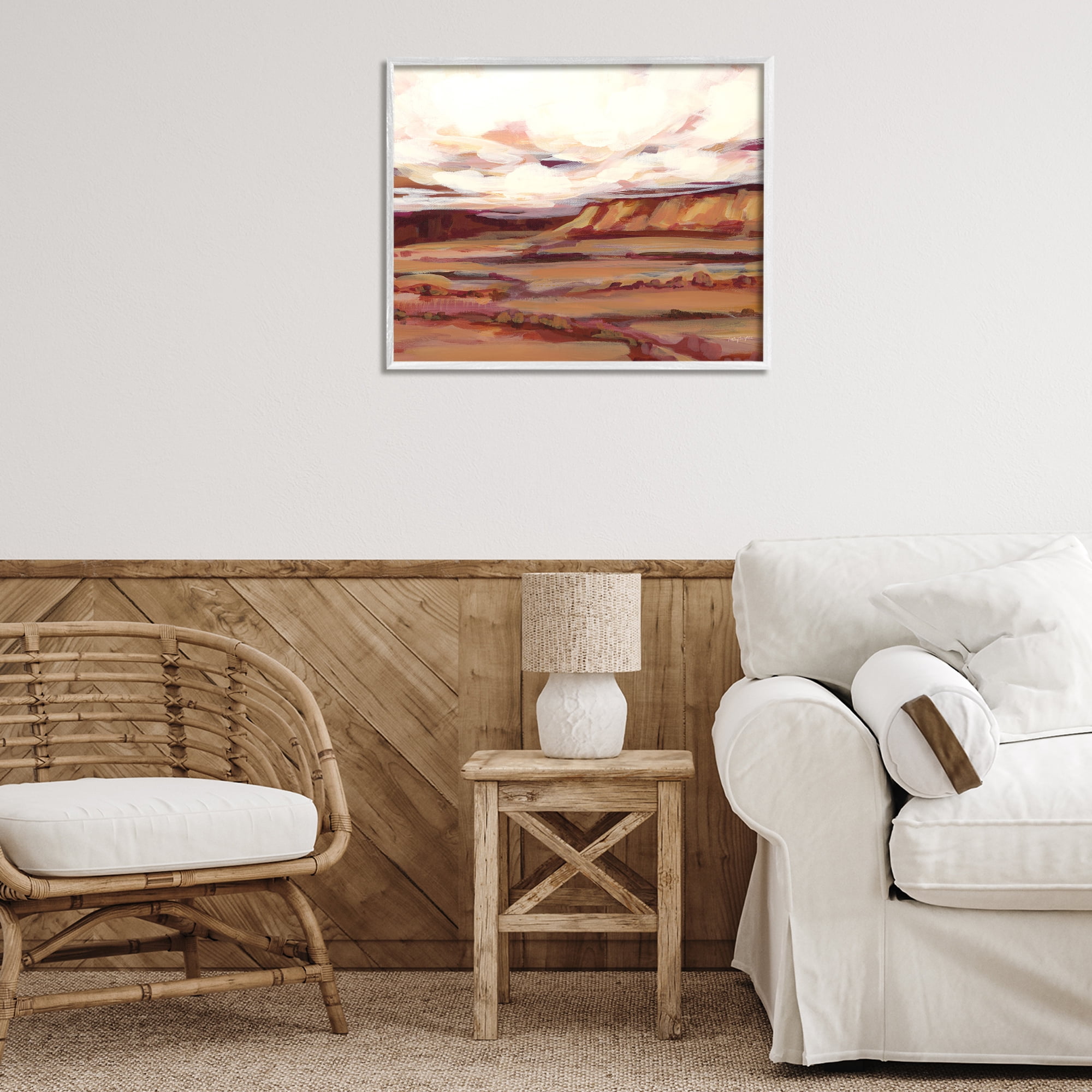 Stupell Industries Mauve Mesa Landscape Landscape Painting White Framed Art Print Wall Art, 30 x 24