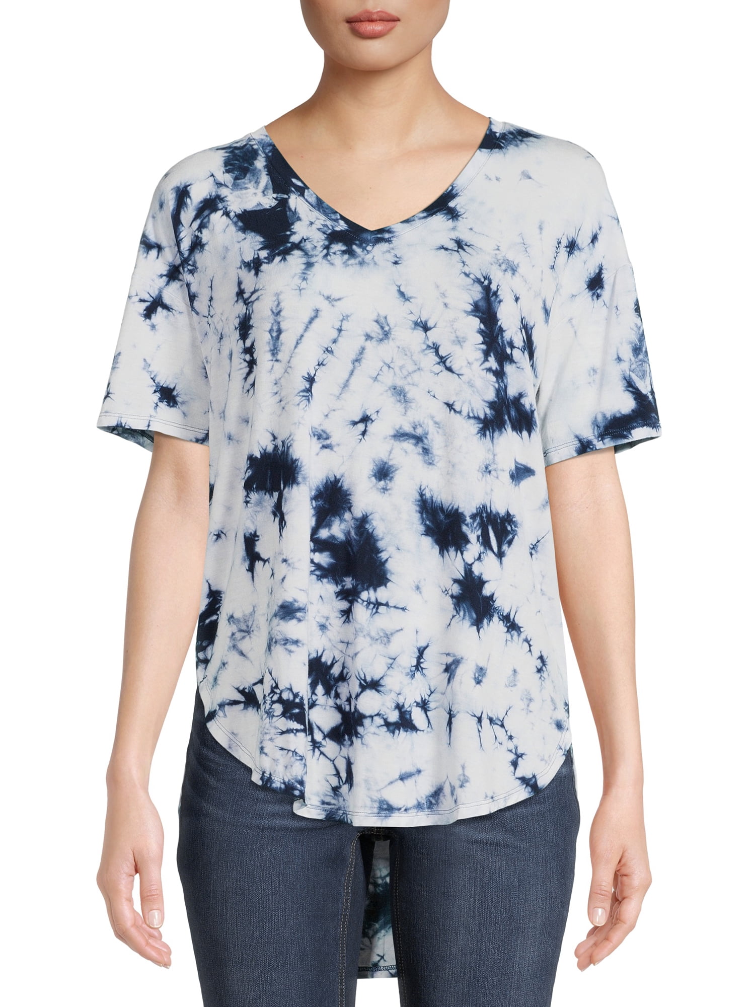 Time and Tru Women's V-Neck Tunic T-Shirt, 2-Pack