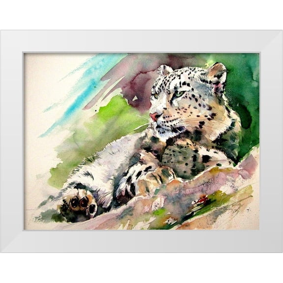 Kovacs, Anna Brigite 14x12 White Modern Wood Framed Museum Art Print Titled - Snow Leopard II