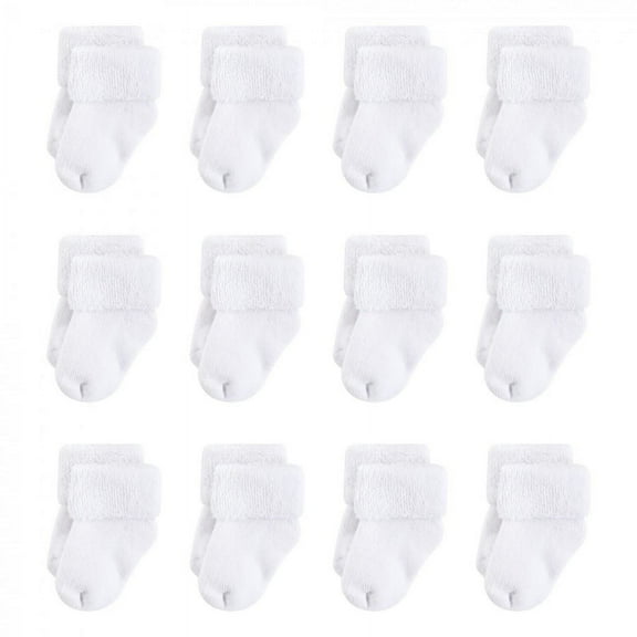 Touched by Nature Baby Unisex Organic Cotton Socks, White Terry, 0-6 Months