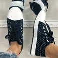 thumbnail image 4 of GEZHEN Women's Polka Dot Flower Pendant Lace Up Casual Shoes Sneakers Canvas Out Pattern Dott Floral Fashion Shoes Non Slip Low Top Platform Shoes, 4 of 7
