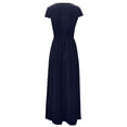 thumbnail image 5 of Black & Friday Deals Usmixi Dresses for Women 2023 Evening Party Casual Empire Waist High Slit Pleated Hem Long Dresses Solid Short Sleeve V-Neck Maxi Formal Dresses for Women Dark Blue XL, 5 of 7