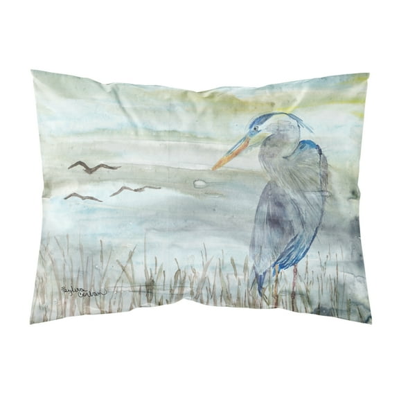 Blue Heron Watercolor Fabric Standard Pillowcase