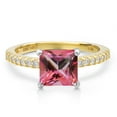 thumbnail image 3 of Gem Stone King 14K Two Tone Gold Pink Topaz and Lab Grown Diamond Engagement Ring for Women | 2.16 Cttw | Princess 7MM | Gemstone November Birthstone | Size 9, 3 of 6