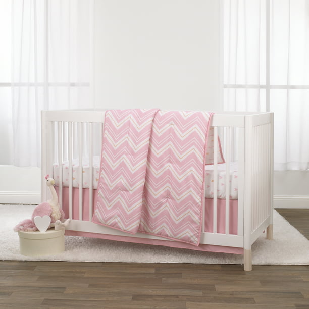 pink and gold crib comforter