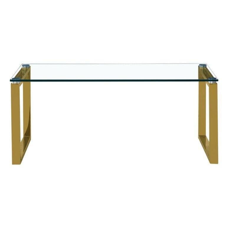 Gyna Large Coffee Table – Elegant Glass Top with Shiny Gold Legs, Modern Design