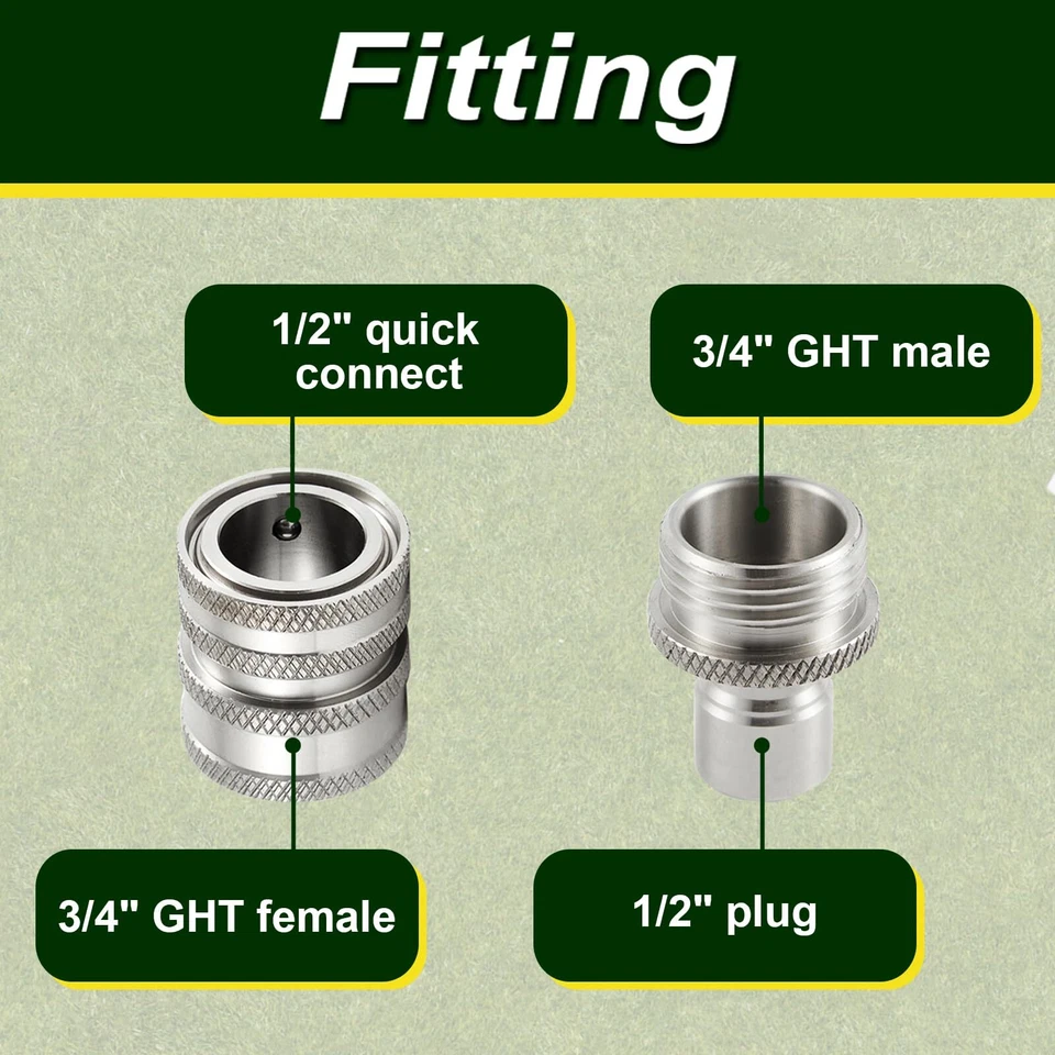 CIRCLE- Stainless Steel Garden Hose Quick Connect Set,Water Hose Fitting,3/4Inch Fitting
