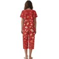 thumbnail image 2 of DISNIMO Maple Leaves Printed Womens Pajama Sets Soft Sleepwear 2 Piece Lounge Set Short Sleeve Tops and Capri Pant Pjs for Summer, S, 2 of 7