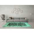 thumbnail image 3 of Ahgly Company Indoor Square Oriental Turquoise Blue Traditional Area Rugs, 4' Square, 3 of 4