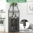thumbnail image 4 of GAOMON Corner Wine Cabinet with Led Light & Detachable Wine Rack, 5-Tier  Corner Bar Cabinet with Barn Door and Glass Holder, Farmhouse Buffet Cabinet and Home Bar, 4 of 16