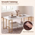 thumbnail image 4 of Giantex 2 Tier Coffee Table, Living Room Center Table w/Metal Frame, Accent Table, White & Gold, 4 of 8