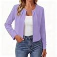 thumbnail image 4 of Ghalytn Women's Open Front Cropped Blazer with Gold Button Cuffs, Round Neck Long Sleeve Suit Jacket, 4 of 6
