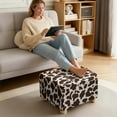 thumbnail image 3 of Xoenoiee Brown Cow Print Square Ottoman Covers Slipcover Stretch Folding Storage Ottoman Slipcovers with Elastic Bottom Removable Footstool Slipcover, L, 3 of 7