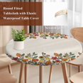thumbnail image 4 of Round Table Cover 45-54 Inch Fall Maple Leaf Waterproof Reusable Table Cloth Round Fitted Vinyl Tablecloth with Elastic Edged for Parties Outdoors, Thanksgiving Pumpkin Botanical Harvest Beige, 4 of 6