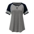 thumbnail image 5 of Siilsaa Women Summer Casual Shirts: Short Sleeve Striped Tunic Tops - Womens Crew Neck Tee Tshirt Blouses Grey,M, 5 of 5