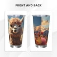 thumbnail image 3 of Balery Fluffy Alpaca Mountain Meadow Pattern 20oz Insulated Car Cup with Dual Drink Lids, Stainless Steel Travel Mug Eco-Friendly and Leak-Proof-Straw Two-piece Set, 3 of 8
