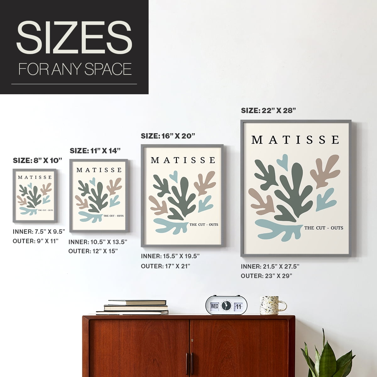 Matisse CDII in Gray Solid Wood Framed Print No Nail Hanging