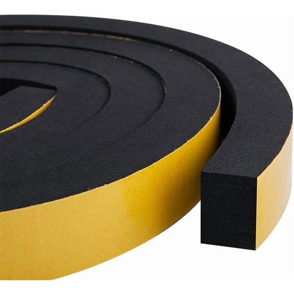 Weather Stripping Foam 2-Pack, 1 Inch Wide X 3/4 Inch Thick, Insulation Strips with Adhesive for Door & Automotive, Air Conditioner Seal (13 Feet Total, 6.5 Feet/Roll)