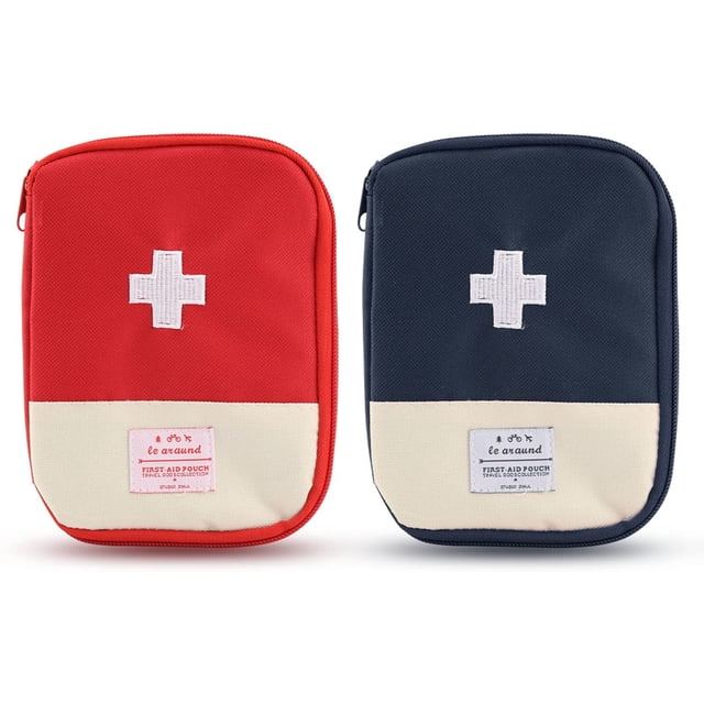 Mini botiquín de primeros auxilios vacío de 2 piezas, botiquín de primeros auxilios portátil, bolsa de almacenamiento de medicamentos para situaciones de emergencia en el hogar, oficina, viaje TUNC Sencillez