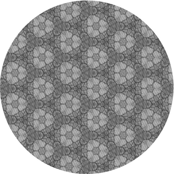 Ahgly Company Indoor Round Patterned Carbon Gray Area Rugs, 6' Round