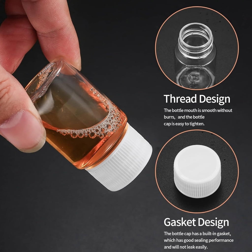 Pack of 60 Leakproof Medicine Storage Containers 15ml Reusable Bottles with Lids Transparent Lotions Dispenser Bottles