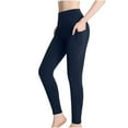thumbnail image 3 of Women's Fleece Lined Leggings with Tummy Control, High Waisted Thermal Warm Yoga Pants, 4-Way Stretch Running Tights for Hiking, Winter Workouts and Cold Weather Activities Navy L, 3 of 10
